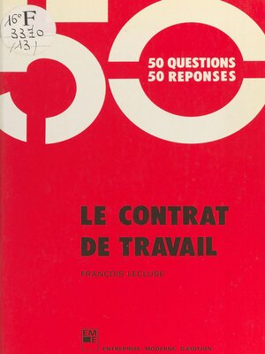 cover image of Le Contrat de travail